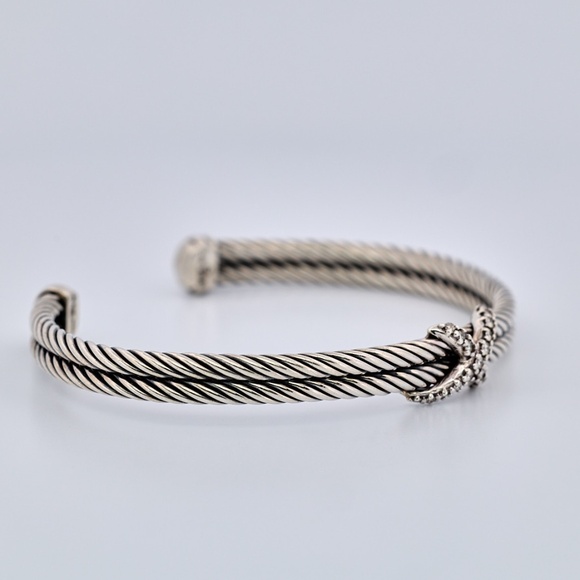 David Yurman X Collection Diamond Cable Station Bracelet, Sterling Silver - Picture 9 of 14
